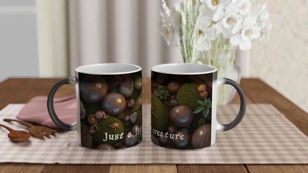 Just a Little Creature - Cute Axolotl and Snails Mossy Scene Mug — view 3