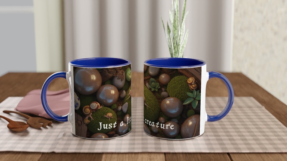 Just a Little Creature - Cute Axolotl and Snails Mossy Scene Mug — view 4