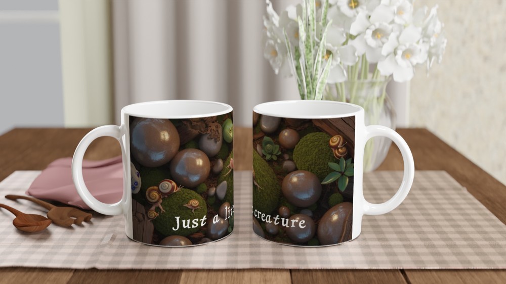 Just a Little Creature - Cute Axolotl and Snails Mossy Scene Mug