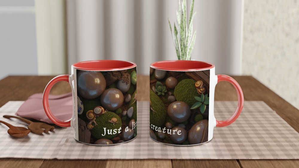Just a Little Creature - Cute Axolotl and Snails Mossy Scene Mug — view 7