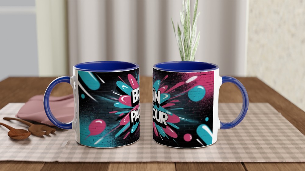 My Brain Does Parkour Mug | Neurodiversity Gift | Funny ADHD Present for Him or Her | Graffiti Street Art Style Coffee Cup — view 4