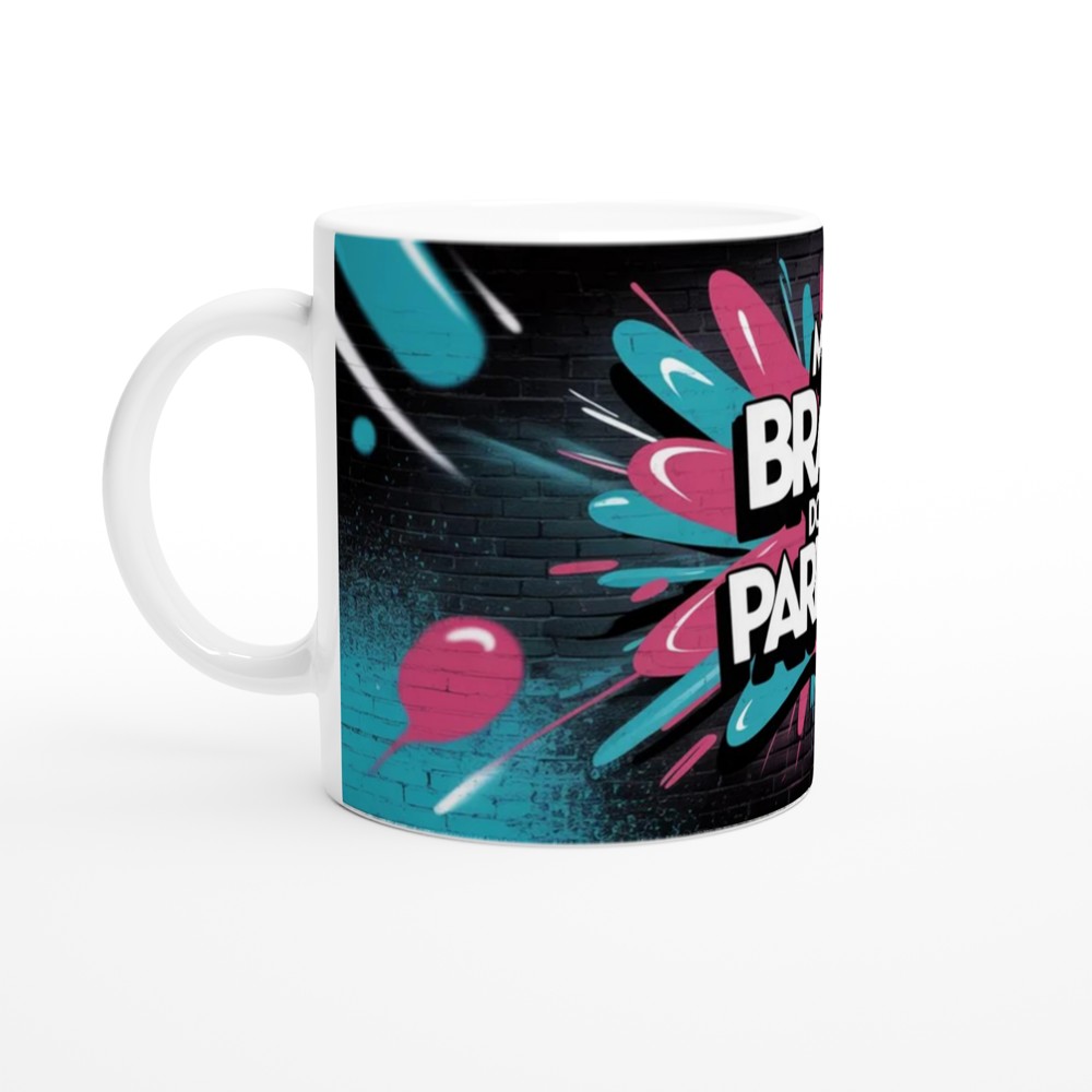 My Brain Does Parkour Mug | Neurodiversity Gift | Funny ADHD Present for Him or Her | Graffiti Street Art Style Coffee Cup — view 10