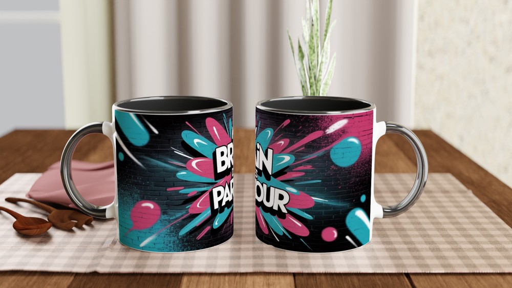 My Brain Does Parkour Mug | Neurodiversity Gift | Funny ADHD Present for Him or Her | Graffiti Street Art Style Coffee Cup — view 9