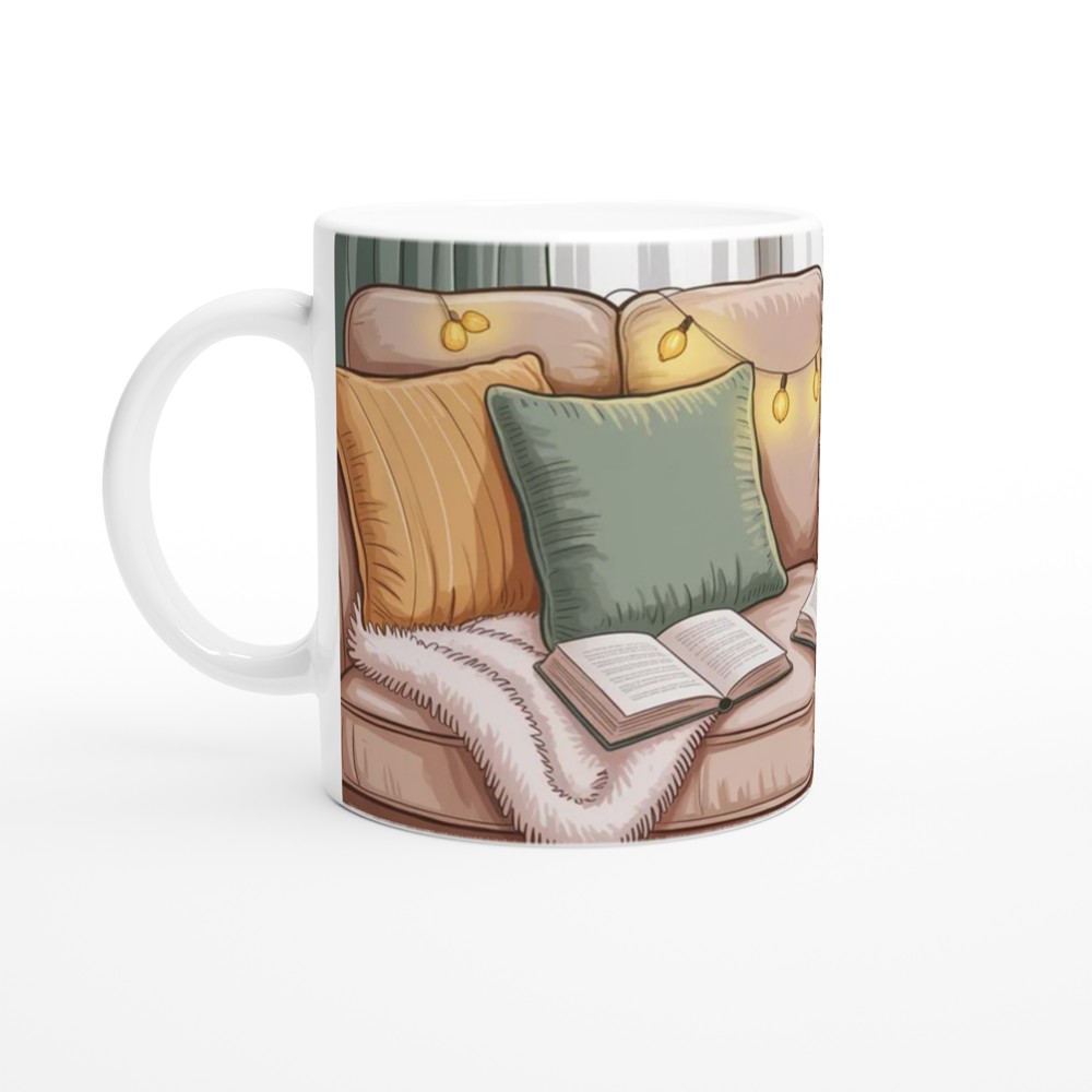 Home Is With You Mug | Cosy Couple Anniversary Gift | Cute Valentines Day Present for Partner | Lived-In Sofa and Fairy Lights Mug — view 10