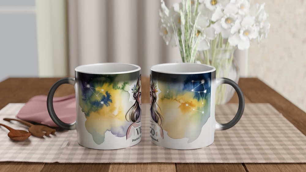 Virgo Mug | Zodiac Star Sign Gift | Watercolor Virgo Maiden Present for Her | Astrology Birthday Mug — view 3