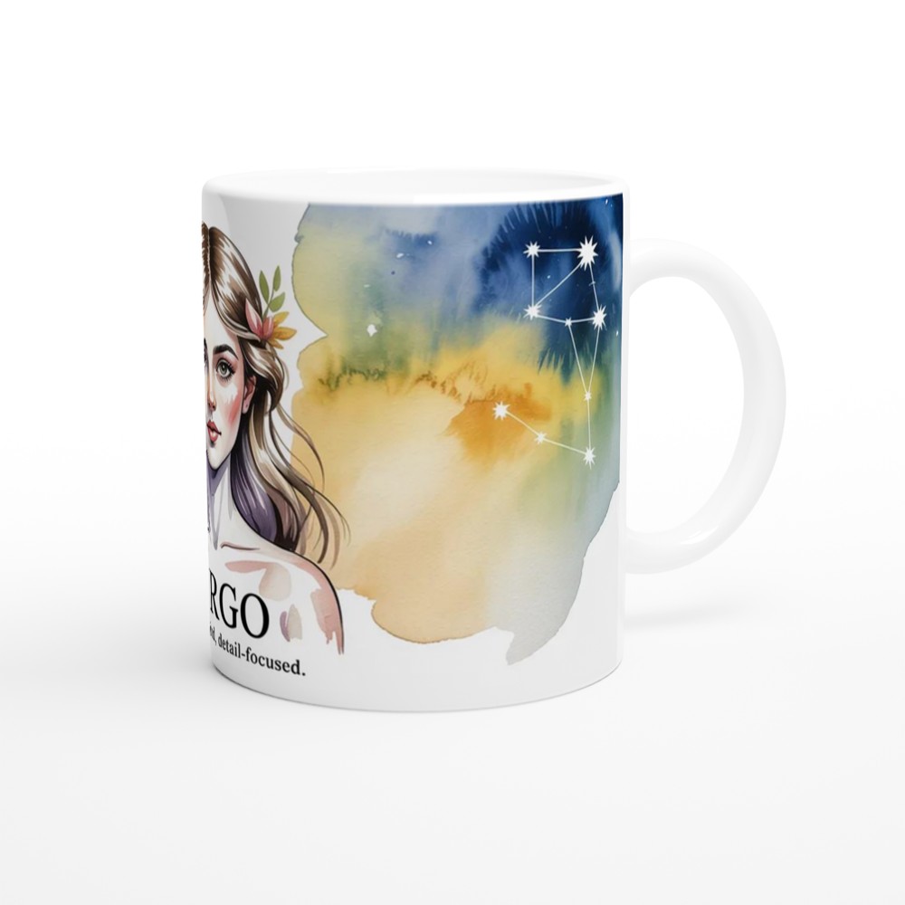 Virgo Mug | Zodiac Star Sign Gift | Watercolor Virgo Maiden Present for Her | Astrology Birthday Mug — view 12