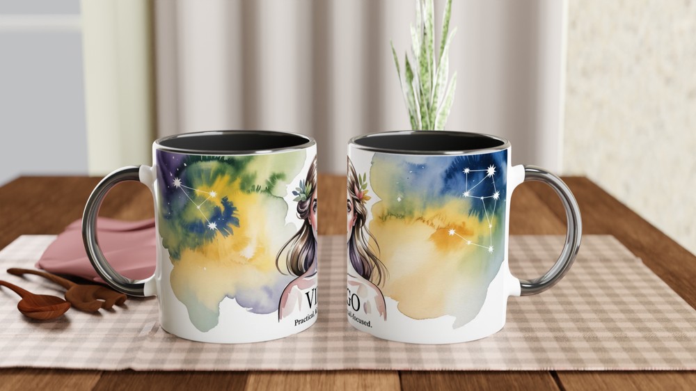Virgo Mug | Zodiac Star Sign Gift | Watercolor Virgo Maiden Present for Her | Astrology Birthday Mug — view 9