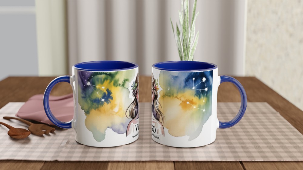 Virgo Mug | Zodiac Star Sign Gift | Watercolor Virgo Maiden Present for Her | Astrology Birthday Mug — view 4