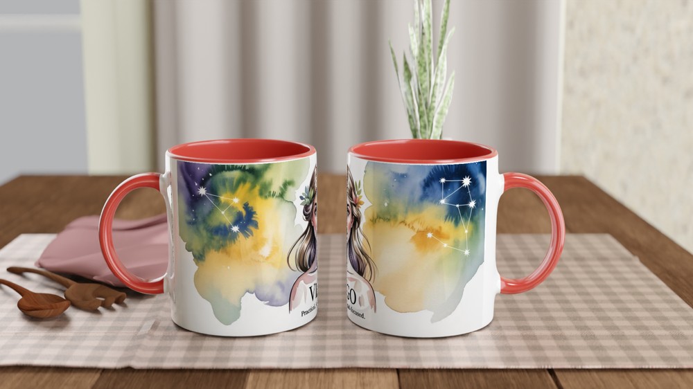 Virgo Mug | Zodiac Star Sign Gift | Watercolor Virgo Maiden Present for Her | Astrology Birthday Mug — view 7