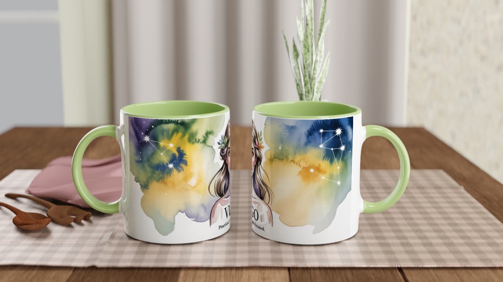 Virgo Mug | Zodiac Star Sign Gift | Watercolor Virgo Maiden Present for Her | Astrology Birthday Mug — view 5