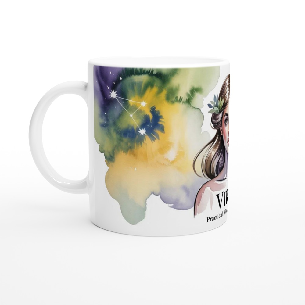 Virgo Mug | Zodiac Star Sign Gift | Watercolor Virgo Maiden Present for Her | Astrology Birthday Mug — view 10