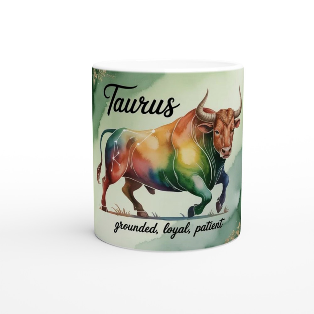 Taurus Zodiac Mug | Astrology Birthday Gift | Watercolor Bull Constellation Cup | Gift for Taurus Her or Him — view 11