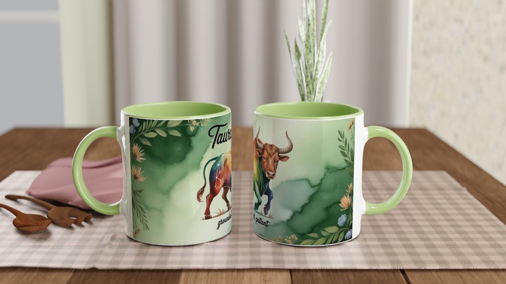 Taurus Zodiac Mug | Astrology Birthday Gift | Watercolor Bull Constellation Cup | Gift for Taurus Her or Him — view 5