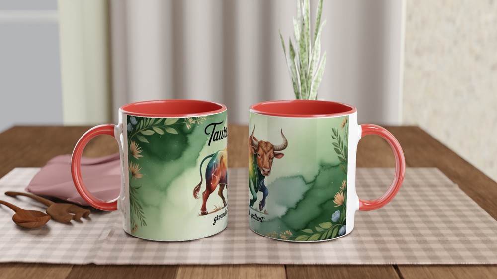 Taurus Zodiac Mug | Astrology Birthday Gift | Watercolor Bull Constellation Cup | Gift for Taurus Her or Him — view 7