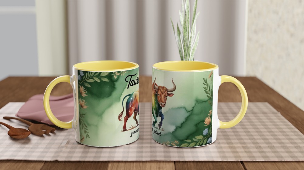 Taurus Zodiac Mug | Astrology Birthday Gift | Watercolor Bull Constellation Cup | Gift for Taurus Her or Him — view 8