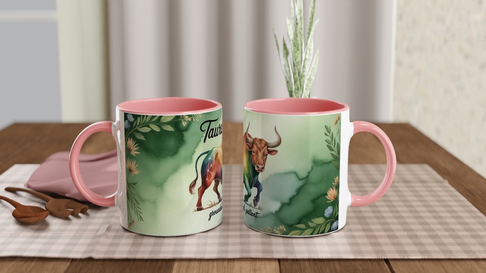 Taurus Zodiac Mug | Astrology Birthday Gift | Watercolor Bull Constellation Cup | Gift for Taurus Her or Him — view 6