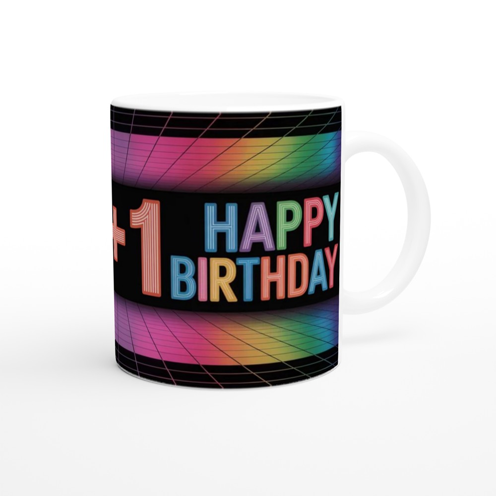 40th Birthday Mug | 39 + 1 Retro Neon Grid Design | Milestone Birthday Gift for Her and Him | Funny Fortieth Mug for Best Friend — view 12