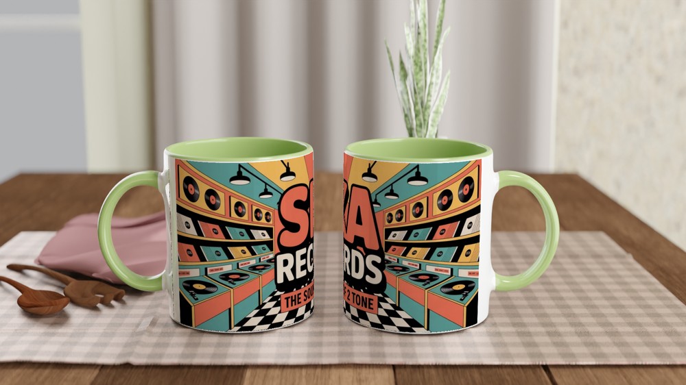 Ska Mug | The Sound of 2 Tone Record Design | Retro Music Gift for Dad | Vintage Vinyl Style Coffee Cup — view 5