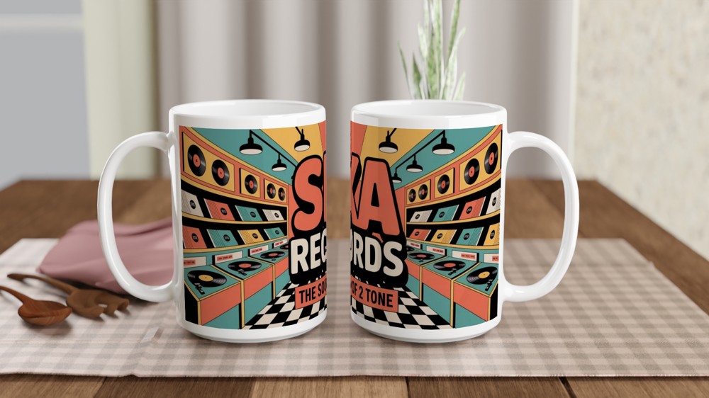 Ska Mug | The Sound of 2 Tone Record Design | Retro Music Gift for Dad | Vintage Vinyl Style Coffee Cup — view 2
