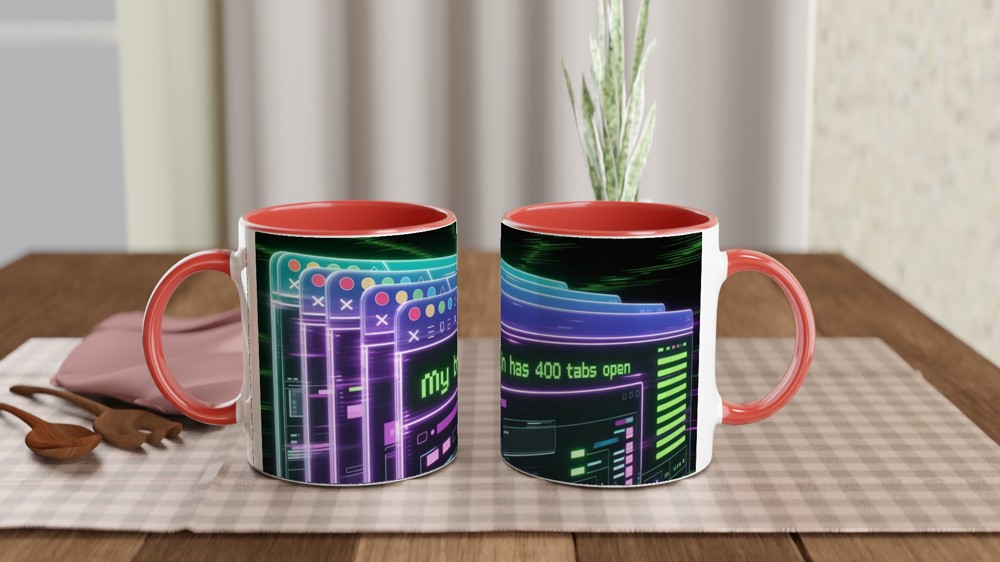 My Brain Has 400 Tabs Open Mug | Funny Office Gift | Cyberpunk Tech Humour Mug | Colleague Birthday Present — view 7