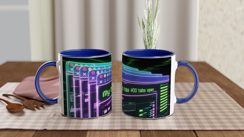 My Brain Has 400 Tabs Open Mug | Funny Office Gift | Cyberpunk Tech Humour Mug | Colleague Birthday Present — view 4
