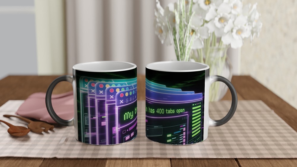 My Brain Has 400 Tabs Open Mug | Funny Office Gift | Cyberpunk Tech Humour Mug | Colleague Birthday Present — view 3