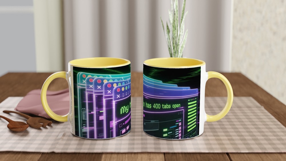 My Brain Has 400 Tabs Open Mug | Funny Office Gift | Cyberpunk Tech Humour Mug | Colleague Birthday Present — view 8