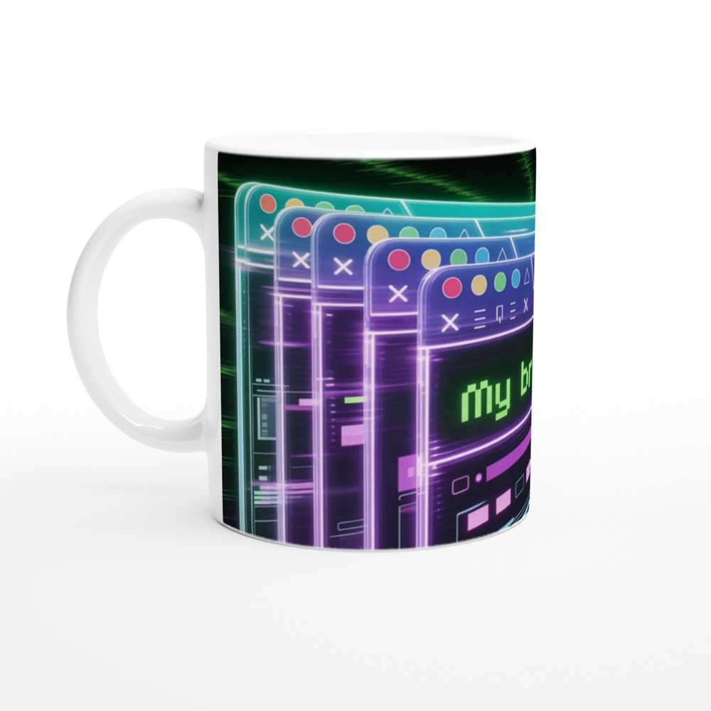My Brain Has 400 Tabs Open Mug | Funny Office Gift | Cyberpunk Tech Humour Mug | Colleague Birthday Present — view 10