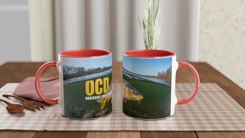 Obsessive Carp Disorder Mug | Funny Fishing Gift for Him | Carp Angler Present | Father's Day Dad Mug | Wrap Around River Scene — view 7