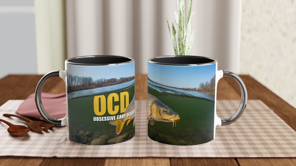 Obsessive Carp Disorder Mug | Funny Fishing Gift for Him | Carp Angler Present | Father's Day Dad Mug | Wrap Around River Scene — view 9
