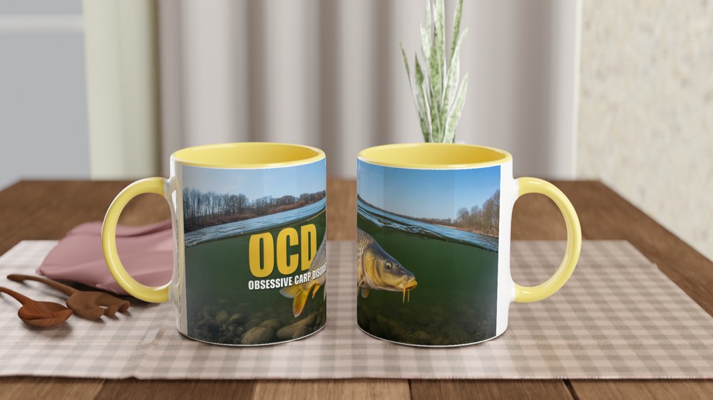 Obsessive Carp Disorder Mug | Funny Fishing Gift for Him | Carp Angler Present | Father's Day Dad Mug | Wrap Around River Scene — view 8