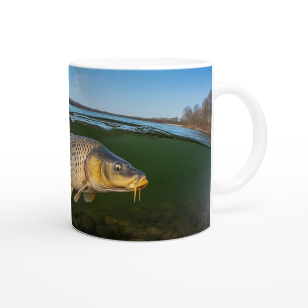Obsessive Carp Disorder Mug | Funny Fishing Gift for Him | Carp Angler Present | Father's Day Dad Mug | Wrap Around River Scene — view 12