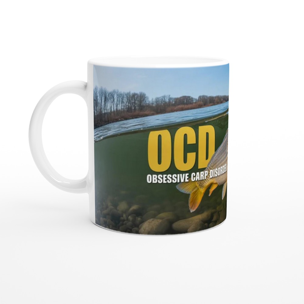 Obsessive Carp Disorder Mug | Funny Fishing Gift for Him | Carp Angler Present | Father's Day Dad Mug | Wrap Around River Scene — view 10