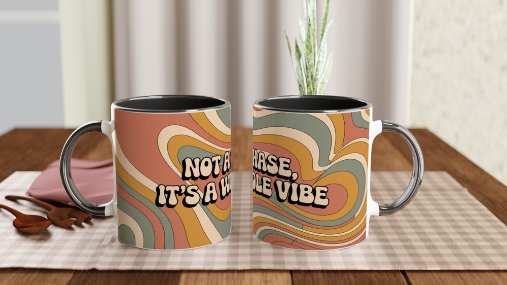 Not A Phase It's A Whole Vibe Retro Groovy Mug — view 9