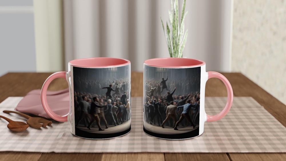 Revolutionary Leader Standing in the Spotlight - Dramatic Stage Scene Mug — view 6