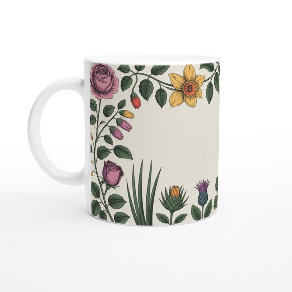 UK Floral Emblem Mug | Botanical Rose Thistle Daffodil Shamrock | British Royal Heritage Gift | Present for Mum — view 10