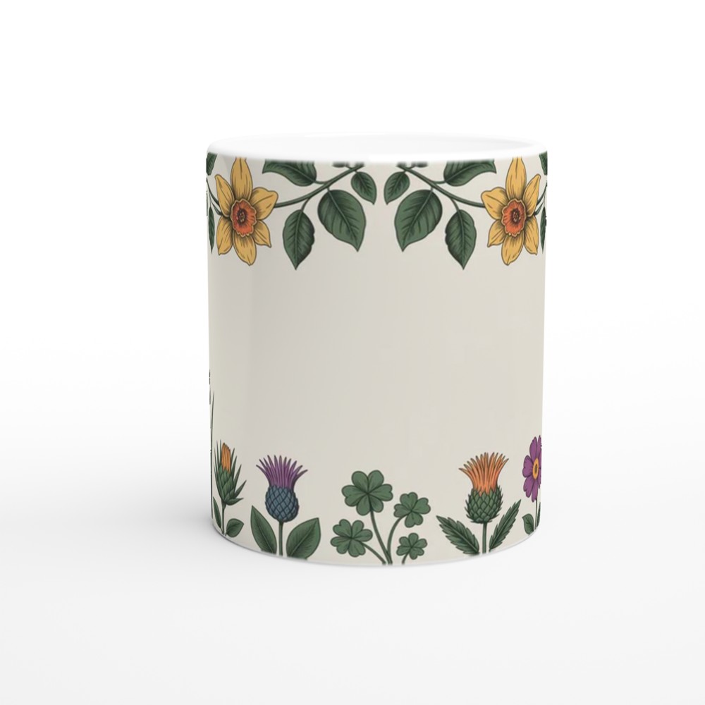 UK Floral Emblem Mug | Botanical Rose Thistle Daffodil Shamrock | British Royal Heritage Gift | Present for Mum — view 11