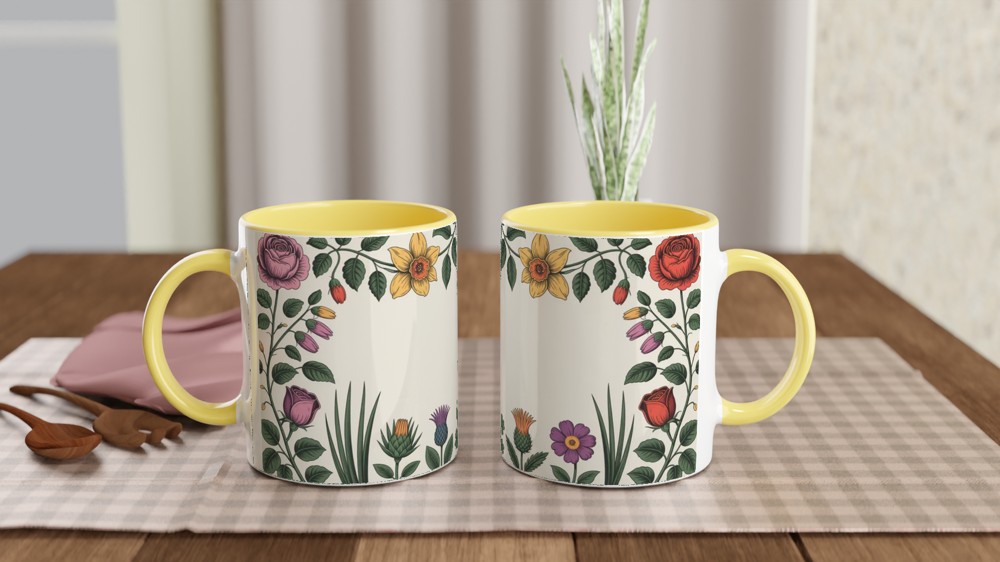 UK Floral Emblem Mug | Botanical Rose Thistle Daffodil Shamrock | British Royal Heritage Gift | Present for Mum — view 8