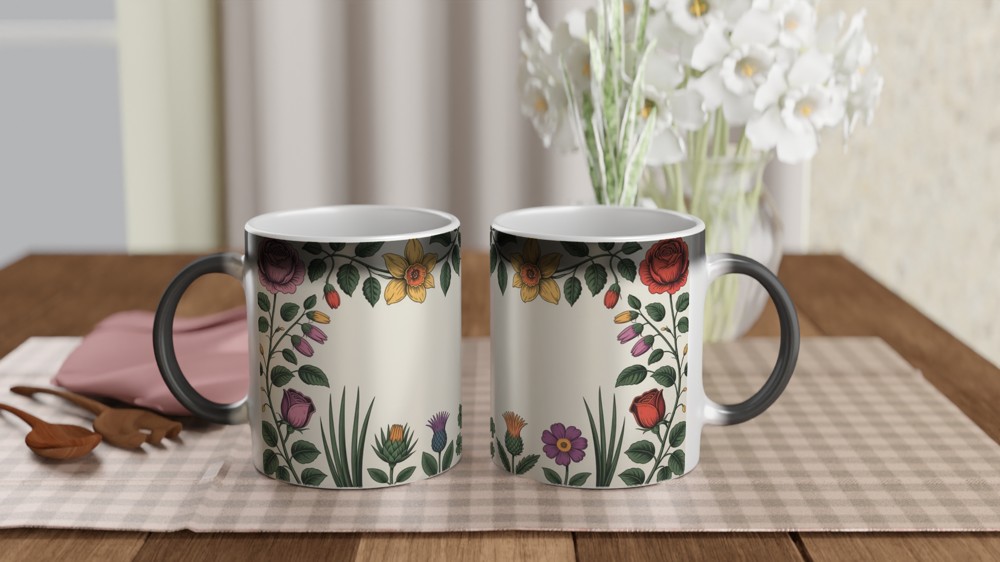 UK Floral Emblem Mug | Botanical Rose Thistle Daffodil Shamrock | British Royal Heritage Gift | Present for Mum — view 3