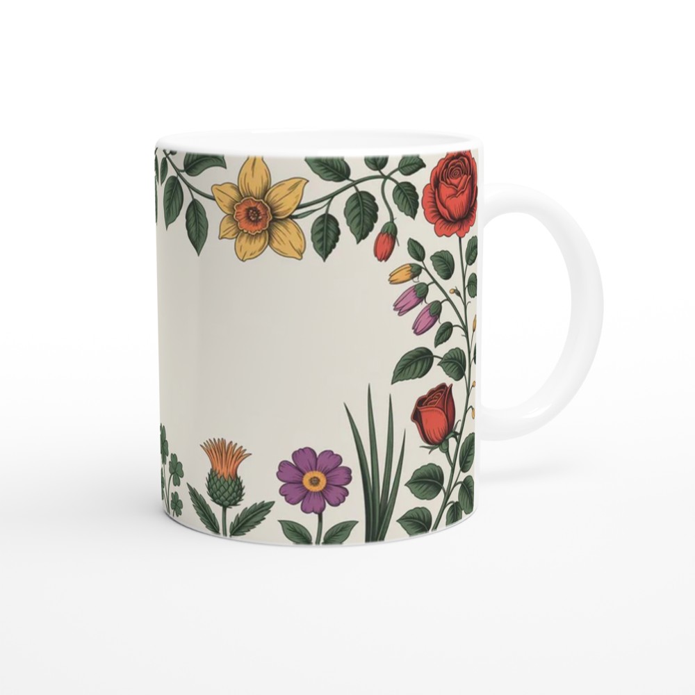 UK Floral Emblem Mug | Botanical Rose Thistle Daffodil Shamrock | British Royal Heritage Gift | Present for Mum — view 12