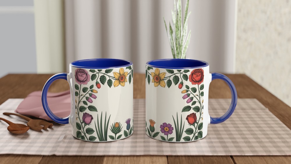 UK Floral Emblem Mug | Botanical Rose Thistle Daffodil Shamrock | British Royal Heritage Gift | Present for Mum — view 4