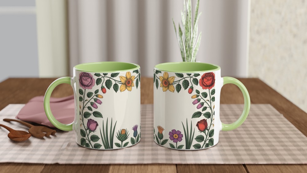 UK Floral Emblem Mug | Botanical Rose Thistle Daffodil Shamrock | British Royal Heritage Gift | Present for Mum — view 5