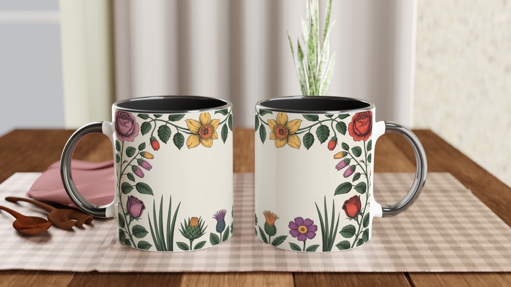 UK Floral Emblem Mug | Botanical Rose Thistle Daffodil Shamrock | British Royal Heritage Gift | Present for Mum — view 9