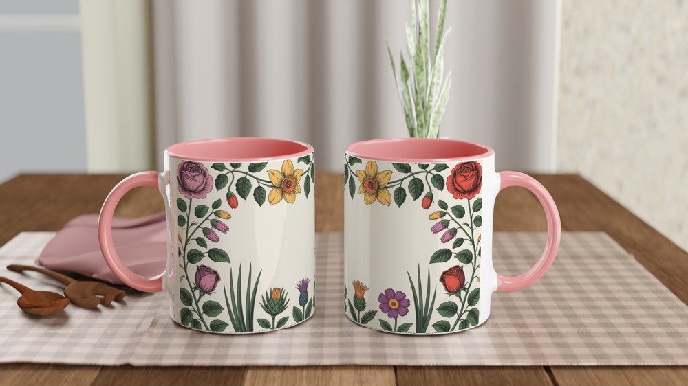 UK Floral Emblem Mug | Botanical Rose Thistle Daffodil Shamrock | British Royal Heritage Gift | Present for Mum — view 6