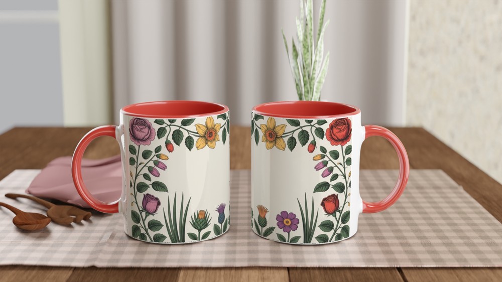 UK Floral Emblem Mug | Botanical Rose Thistle Daffodil Shamrock | British Royal Heritage Gift | Present for Mum — view 7