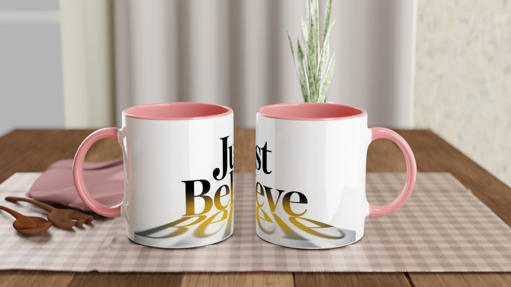 Just Believe Inspirational Typography Mug — view 6