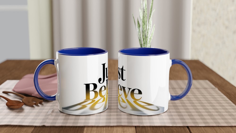Just Believe Inspirational Typography Mug — view 4