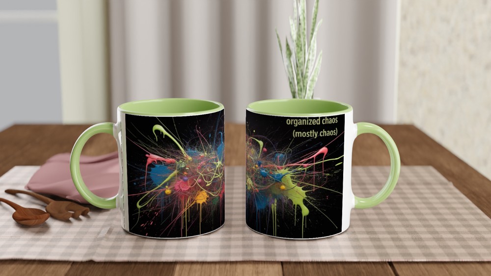 Organized Chaos (Mostly Chaos) Paint Splatter Mug — view 5