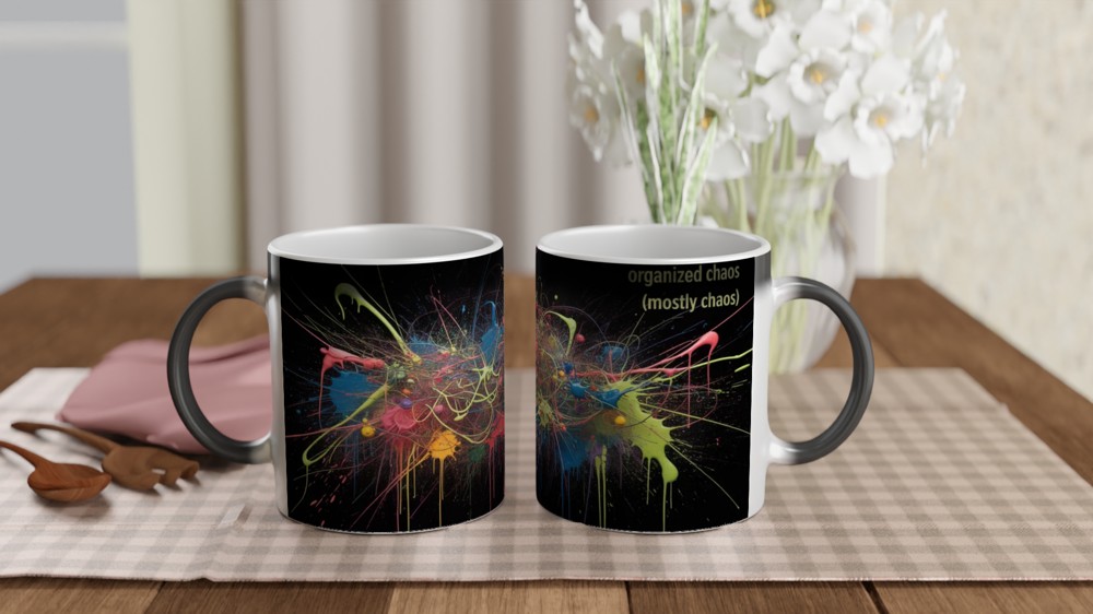 Organized Chaos (Mostly Chaos) Paint Splatter Mug — view 3