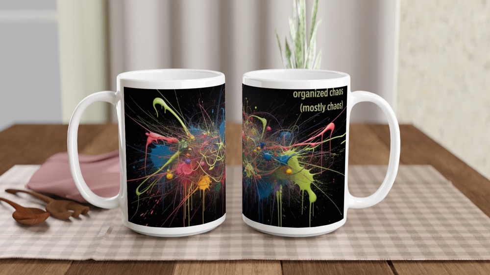 Organized Chaos (Mostly Chaos) Paint Splatter Mug — view 2